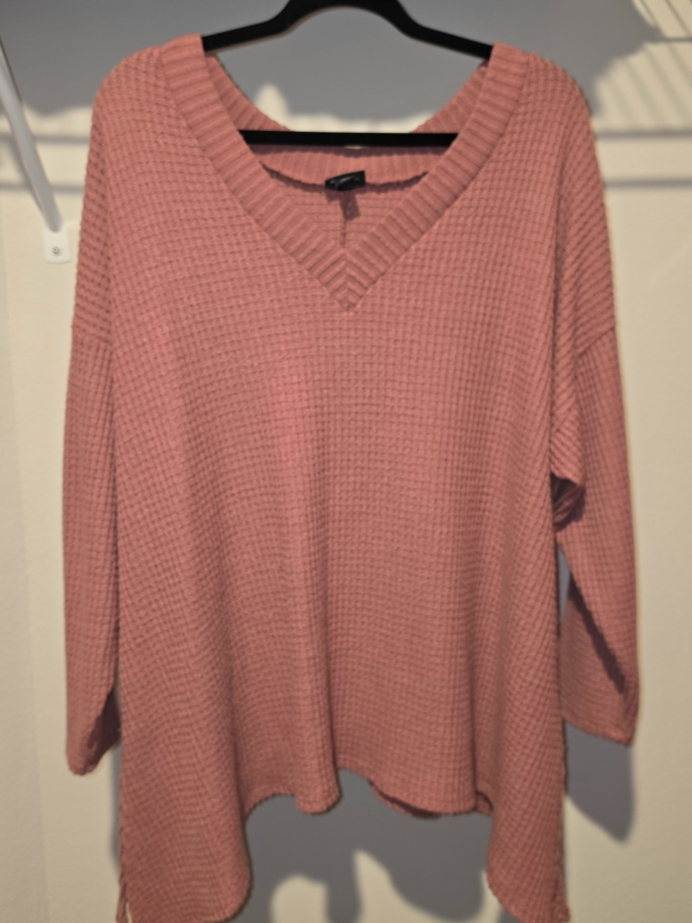 torrid Pink Waffle V-Neck Sweater